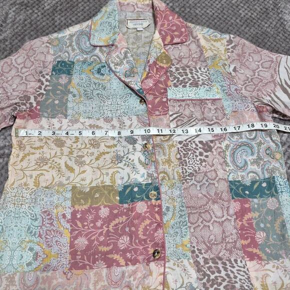 Johnny Was Marseille Garden Resort Shirt Mix Print Collar Button Up Blouse Small - Picture 4 of 8